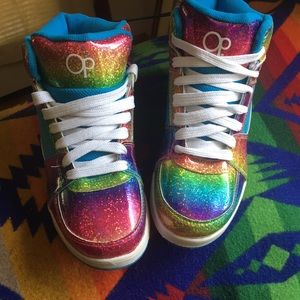 Op glitter rainbow sneaker high tops